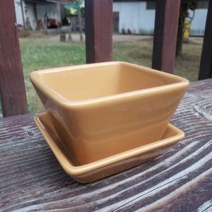 Pampered Chef Simple Additions Dip Condiment Bowl & Underplate - Orange